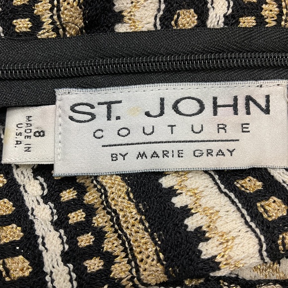 ST. JOHN COUTURE VINTAGE FALL 2003 IVORY / BLACK / GOLD METALLIC SEQUINED KNIT M - Picture 4 of 7